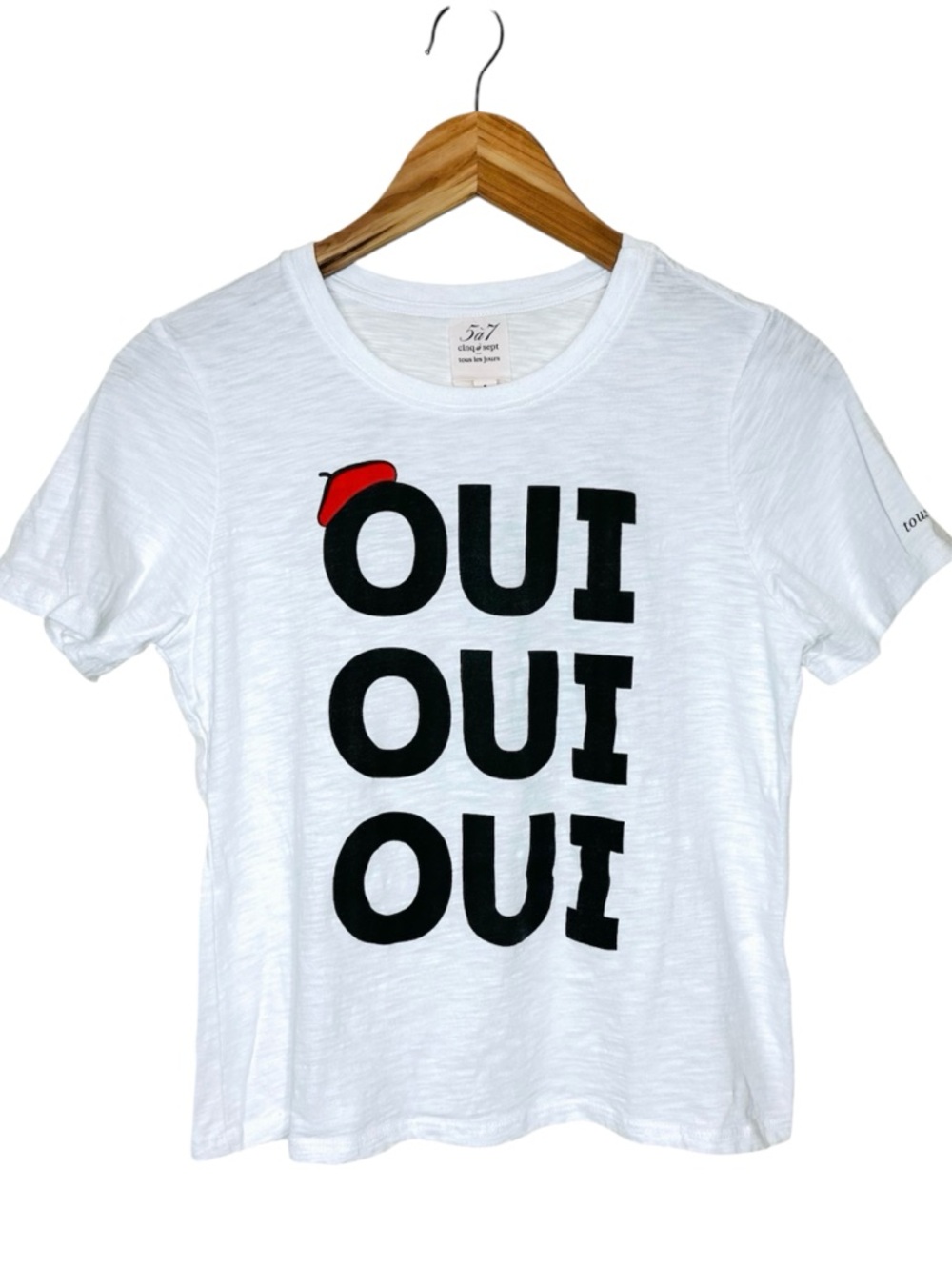 Cinq à Sept Tous Les Jours Graphic Baby T-shirt Size Small Oui Oui Oui White - Picture 12 of 12